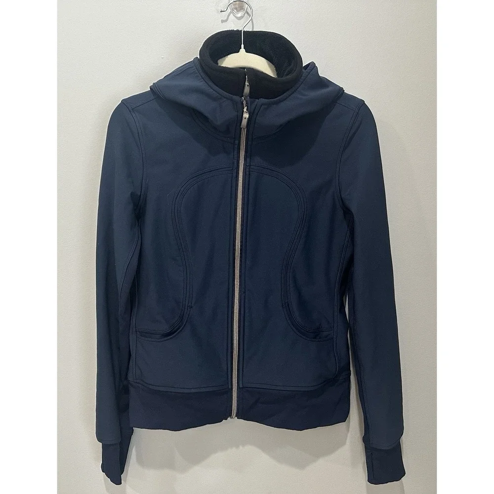Lululemon Uba Hoodie Jacket Women's Sz 4 Small Navy With Removable Fleece Liner‎